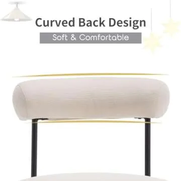 ROCITY Modern Bar Stools Set of 2 Beige Barrel Counter Stools Upholstered Fabric Barstools 26 Inch Kitchen Island Chairs with Metal Legs, Cream Linen