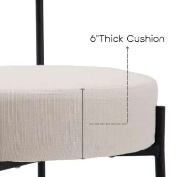ROCITY Modern Bar Stools Set of 2 Beige Barrel Counter Stools Upholstered Fabric Barstools 26 Inch Kitchen Island Chairs with Metal Legs, Cream Linen