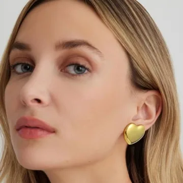 Stylish Follome Heart Earrings for Women - Gold Plated Gold Hoops