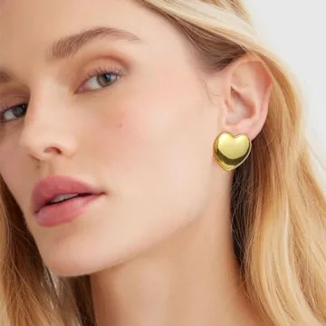 Stylish Follome Heart Earrings for Women - Gold Plated Gold Hoops