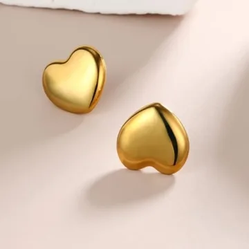 Stylish Follome Heart Earrings for Women - Gold Plated Gold Hoops