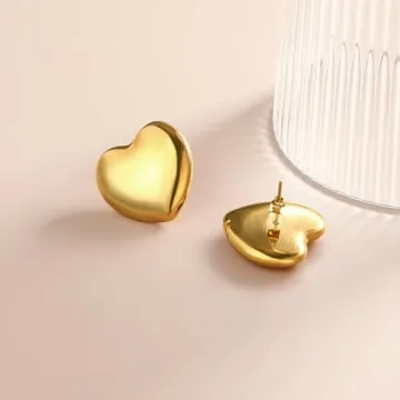 Stylish Follome Heart Earrings for Women - Gold Plated Gold Hoops