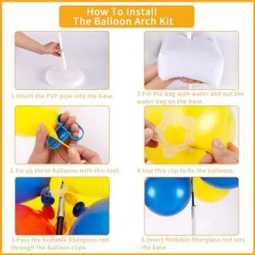 RUBFAC Balloon Arch Kit, 10ft Wide Adjustable Balloon Arch Stand with Water Fillable Base, 60pcs Balloon Clip, Balloon Strip, Tie Tool, for Wedding Birthday Party Supplies Halloween Decoration