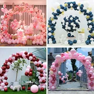 RUBFAC Balloon Arch Kit, 10ft Wide Adjustable Balloon Arch Stand with Water Fillable Base, 60pcs Balloon Clip, Balloon Strip, Tie Tool, for Wedding Birthday Party Supplies Halloween Decoration