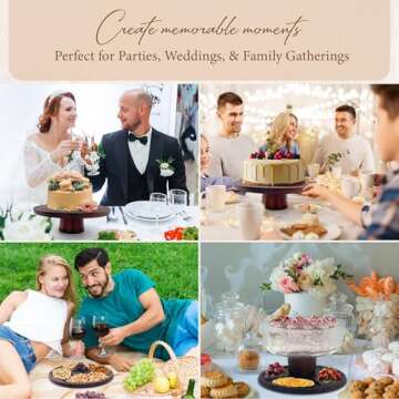 Festive Fusion Wood Cake Stand with Lid, Acacia Dessert Table Display Set with Shovel and Knife & Charcuterie Board for Cheese, Snack and Dips, Cake Plate with Acrylic Dome Multifuncional (6 in 1)