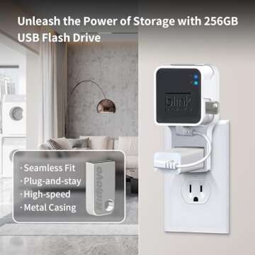 256GB USB Flash Drive & Outlet Wall Mount for Blink Sync Module 2 - Neat and Space-saving Installati...