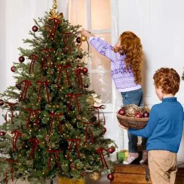 24 PCS Velvet Christmas Ornaments Decorations, Fancy Luxury Velvet Bows Ornaments for Christmas Tree, Christmas Tree Decorations Bows Ornaments for Xmas Tree Holiday Decor (Red)