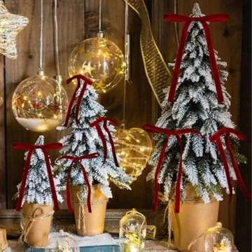 24 PCS Velvet Christmas Ornaments Decorations, Fancy Luxury Velvet Bows Ornaments for Christmas Tree, Christmas Tree Decorations Bows Ornaments for Xmas Tree Holiday Decor (Red)