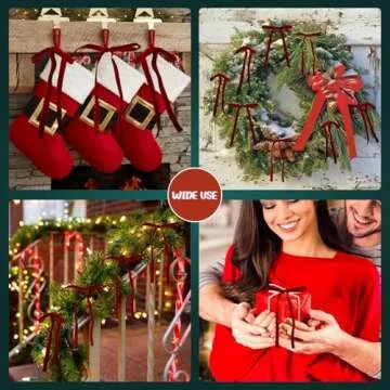 24 PCS Velvet Christmas Ornaments Decorations, Fancy Luxury Velvet Bows Ornaments for Christmas Tree, Christmas Tree Decorations Bows Ornaments for Xmas Tree Holiday Decor (Red)