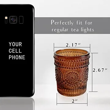 WDHODEC Amber Glass Votive Candle Holders Set of 12