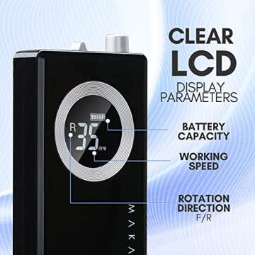 Makartt Rechargeable Nail Drill Electric Nail File Black Stephanee 35000RPM Professional Nail Drill Kit Portable E File Manicure Drill for Acrylic Nails Poly Nail Gel Polish Nail Extension Gel B-18