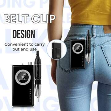 Makartt Rechargeable Nail Drill Electric Nail File Black Stephanee 35000RPM Professional Nail Drill Kit Portable E File Manicure Drill for Acrylic Nails Poly Nail Gel Polish Nail Extension Gel B-18