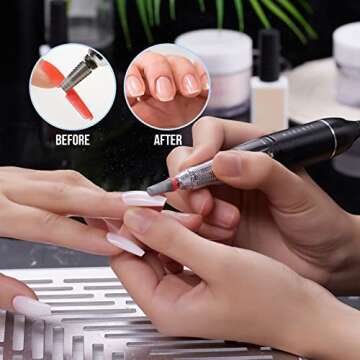 Makartt Rechargeable Nail Drill Electric Nail File Black Stephanee 35000RPM Professional Nail Drill Kit Portable E File Manicure Drill for Acrylic Nails Poly Nail Gel Polish Nail Extension Gel B-18