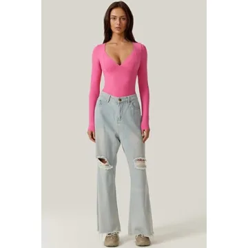 QINSEN Women's V Neck Shapewear Bodysuit - Flattering Fit