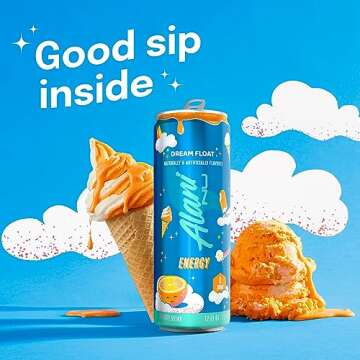Alani Nu DREAM FLOAT Ice Sugar Free, Low Calorie Energy Drinks | 200mg Caffeine | Antioxidants | Biotin, B Vitamins | Zero Sugar | 15 Calories or Less | 12 Oz Cans | 24 Count