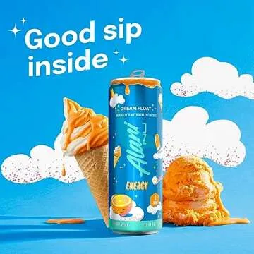 Alani Nu DREAM FLOAT Ice Sugar Free, Low Calorie Energy Drinks | 200mg Caffeine | Antioxidants | Biotin, B Vitamins | Zero Sugar | 15 Calories or Less | 12 Oz Cans | 24 Count