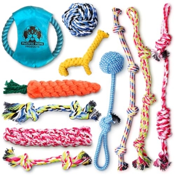 Pacific Pups Products Rope Dog Toy Bundle - 11 Pack of puppy toys & dog rope toys for Medium Dogs - ...