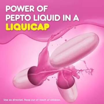 Pepto Bismol Liquicaps, Upset Stomach Relief, Bismuth Subsalicylate, Multi-Symptom Relief of Gas, Nausea, Heartburn, Indigestion, Upset Stomach, Diarrhea, 48 Liquicaps
