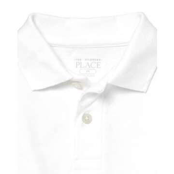 The Children's Place Baby Boys & Toddler Short Sleeve Pique School Uniform Polo Shirt - White, 5T US