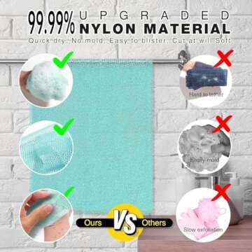 2 Pieces African Bath Sponge African Net Long Net Bath Sponge Exfoliating Shower Body Scrubber Back ...