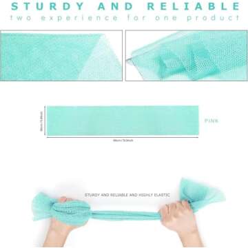 2 Pieces African Bath Sponge African Net Long Net Bath Sponge Exfoliating Shower Body Scrubber Back Scrubber Skin Smoother,Great for Daily Use (Green)