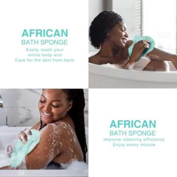2 Pieces African Bath Sponge African Net Long Net Bath Sponge Exfoliating Shower Body Scrubber Back Scrubber Skin Smoother,Great for Daily Use (Green)