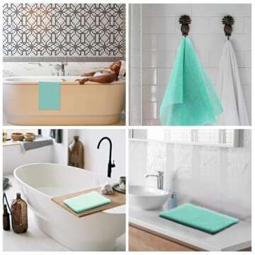 2 Pieces African Bath Sponge African Net Long Net Bath Sponge Exfoliating Shower Body Scrubber Back Scrubber Skin Smoother,Great for Daily Use (Green)