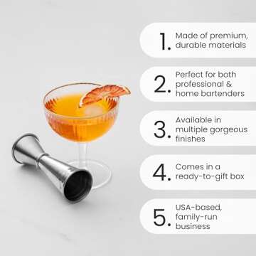 A Bar Above Premium Japanese Jigger, With 8 Measurements Inside, Professional and Heavy Duty, 304 St...