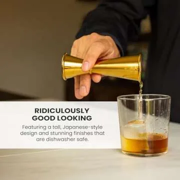 A Bar Above Premium Japanese Jigger, With 8 Measurements Inside, Professional and Heavy Duty, 304 Stainless Steel Cocktail Double Jigger for Bartending, 1 Pack, Stainless Steel