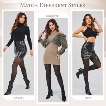 KBVOT Fleece Lined Tights Women Sheer Fake Translucent Winter Thermal Pantyhose Opaque Warm Thick High Waist Leggings(XS-2XL)