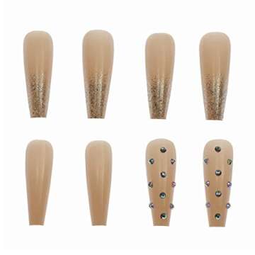 YoYoee Long Fake Nails Tips-Coffin Press on Nails Pink Ballerina False Nails for Women and Girls 24Pcs (gorgeous7)