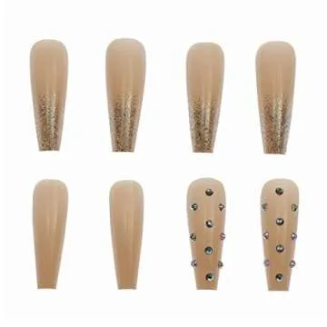 YoYoee Long Nails Tips-Coffin Press-On for Women & Girls