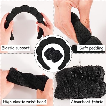 Zkptops Spa Headband & Wristband Set - Stylish Hair Accessory