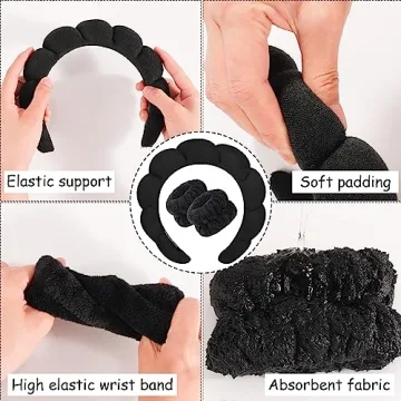Zkptops Spa Headband & Wristband Set - Stylish Hair Accessory