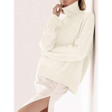 YKR Women's Turtleneck Sweater Chunky Long Sleeve Knitted Pullover High Low Hem Sweater 2024 Fall Wi...