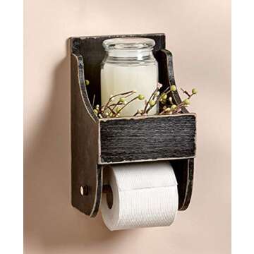 Stylish Black Toilet Paper Holder with Shelf for Bathrooms