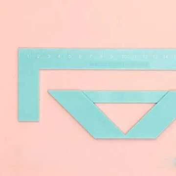 Craftelier - Complete Bookbinding Ruler Kit - Includes L Ruler + T Ruler + Spacing Guide + Corner Cutting Square + Case + Instruction Manual - Turquoise Color