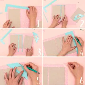 Craftelier - Complete Bookbinding Ruler Kit - Includes L Ruler + T Ruler + Spacing Guide + Corner Cutting Square + Case + Instruction Manual - Turquoise Color