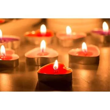 50 Heart Shaped Unscented Tea Lights Candles for Celebrations