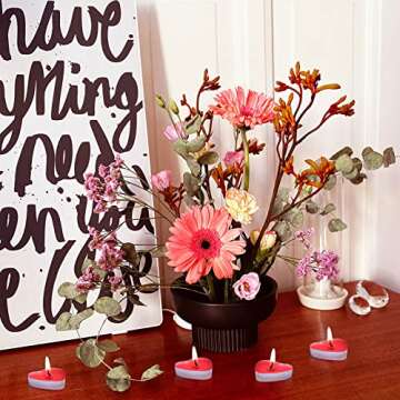 50 Heart Shaped Unscented Tea Lights Candles for Celebrations