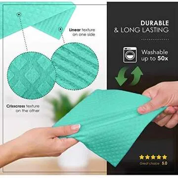 Swedish Dishcloths Cellulose Sponge Cloth - Bulk 10 Pack of Eco-Friendly No Odor Reusable Cleaning Cloths for Kitchen - Absorbent Dish Cloth Hand Towel Sets Reusable (Dishcloth – Assorted) by TOMOVI