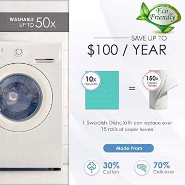 Swedish Dishcloths Cellulose Sponge Cloth - Bulk 10 Pack of Eco-Friendly No Odor Reusable Cleaning Cloths for Kitchen - Absorbent Dish Cloth Hand Towel Sets Reusable (Dishcloth – Assorted) by TOMOVI