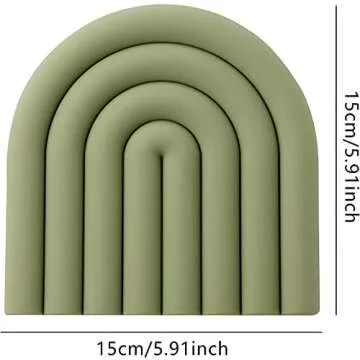 monomono Aesthetic & Colorful Silicone Trivets for Hot Pots and Pans, Pot Holders, Modern Heat Resistant Mats for Countertop, Hot Pads, Multi-Purpose Trivet Mat, Spoon Rest, Set of 2 (Muted Green)