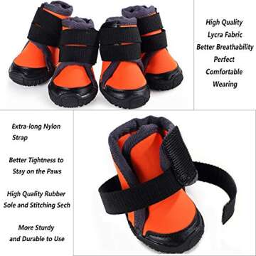 Petilleur Breathable Dog Hiking Shoes for Hot, Ice & Sharp Pavement Pet Paws Protector Anti-Skid Dog Boots Durable Pet Sneakers for Outdoor Activities (Orange, XL)
