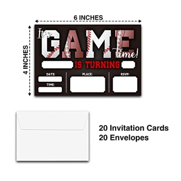 Sports Themed Birthday Invitations - 20 Pack - DETIHO