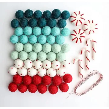 DIY Felt Ball Christmas Garland - 60 Colorful Wool Poms