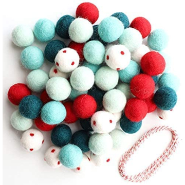 DIY Felt Ball Christmas Garland - 60 Colorful Wool Poms