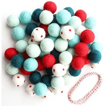 DIY Felt Ball Christmas Garland - 60 Colorful Wool Poms