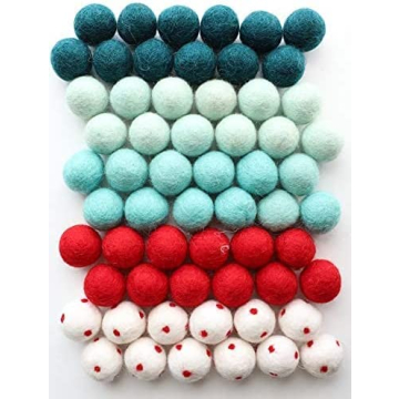 DIY Felt Ball Christmas Garland - 60 Colorful Wool Poms