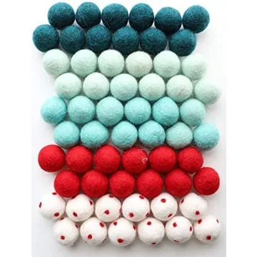 DIY Felt Ball Christmas Garland - 60 Colorful Wool Poms